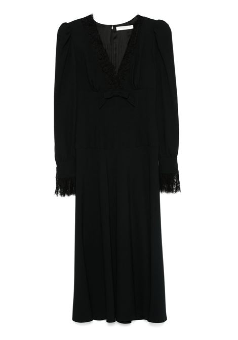 Abito midi con dettagli in pizzo in nero Alessandra rich - donna